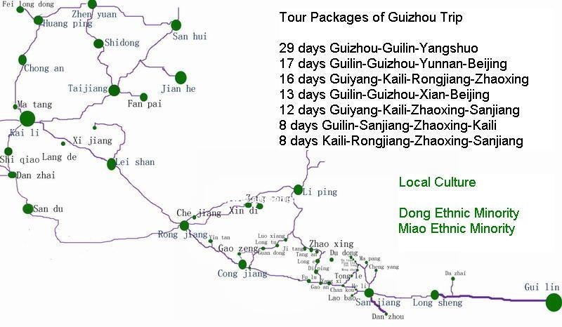 Kaili to Guilin Map